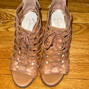 Jessica Simpson Woven Faux Leather Cage Sandal